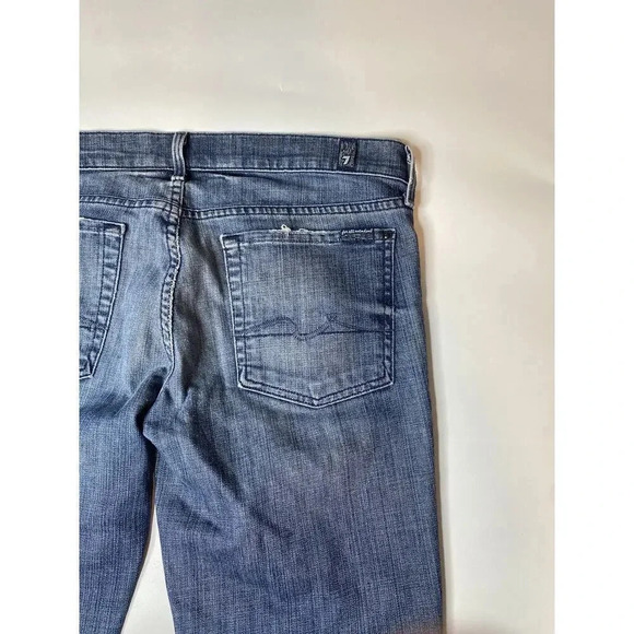 7 For All Mankind Straight Leg Jeans Raw Hem Women’s Size 31 Medium Wash - Picture 8 of 8
